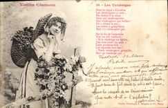 Vintage Postcard Imagination Old women songs grape harvest