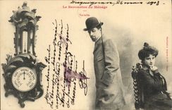 Vintage Postcard Imagination Woman the barometer of the household Variable Clock