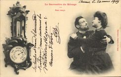 Vintage Postcard Imagination Woman the barometer of the household Clock Good weather