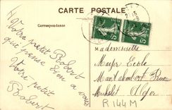 Postal Pesca Pecador Vichy Pecadores tiene la línea sobre la pasarela