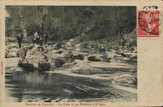 CPA Peche Pecheur Environs de Chazelles La Coise et les pecheurs a la ligne 