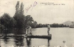 CPA Peche Pecheur Auvergne Une peche a l'epervier sur l'Allier 