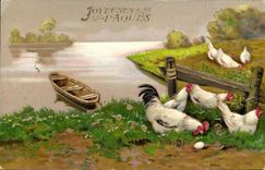 CPA Coq Paques Poules