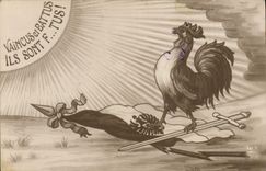 CPA Coq Vaincus et battus Militaria