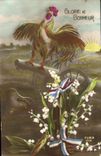 CPA Coq Canon Militaria Gloire et bonheur