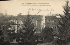 Postal Salud Militaria Lagny durante la guerra europea la Escuela de Alembert transformada en Hospital militar