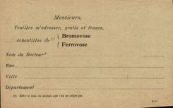 Postal Salud Bromovose Ferrovose Laboratorios del Bromovose Rue Amelot París