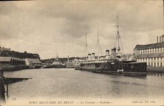 CPA Bateau Port militaire de Brest le croiseur Guichen