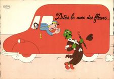 CPM Humour Dites le avec des fleurs Camion