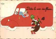 CPM Humour Dites le avec des fleurs Camion