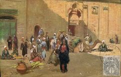 CPA Fantaisie Orientalisme Egypt Egypte Scene de rue au Caire