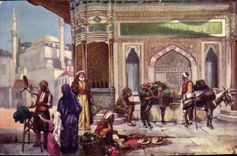 CPA Fantaisie Orientalisme Le marche