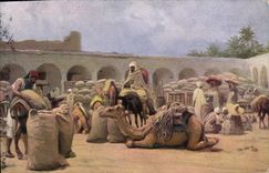 CPA Fantaisie Orientalisme Caravanserai