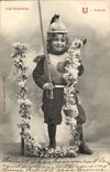 CPA Fantaisie Enfant Les voyelles Lettre U Uniforme Militaria
