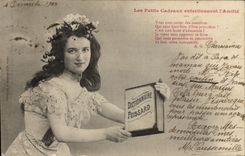 Vintage Postcard Imagination Woman Little gifts keep friendship warm Poissard Dictionary