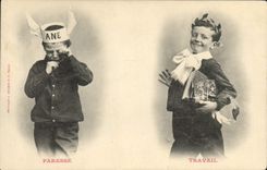 CPA Fantaisie Enfants Paresse Travail 