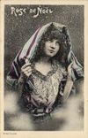Vintage Postcard Imagination Woman Rose of Christmas