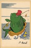 CPA Peche Pecheur Poisson 1er Avril