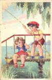 CPA Peche Pecheur Enfants