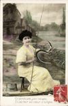 CPA Peche Pecheur Femme Anguille