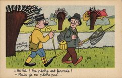 CPA Peche Pecheur La peche est fermee