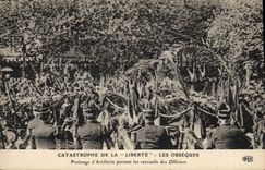 Vintage Postcard Catastrophe of Freedom funerals Gun carriage carrying the coffins of the officers