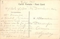 Vintage Postcard Sante Militaria a German convoy sets fire to by the French has Arras Ambulance