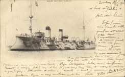 Vintage Postcard Boat Gabion Against destroyer