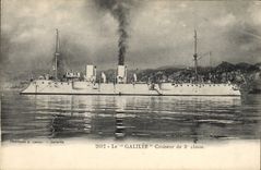 CPA Bateau Maroc Casablanca Le croiseur Galilee bombardant la ville