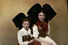 CPA Folklore Alsace Femme Enfant Elsasserinnen
