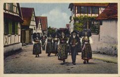 CPA Folklore Alsace Elsassiches Dorffest