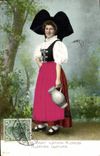 CPA Folklore Alsace Costume Alsacien 