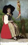 CPA Folklore Alsace Costume Alsacien