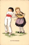 Vintage Postcard Fantaisie Illustrator In the Basque Country Winds into a ball Basque