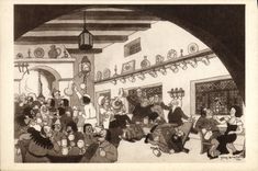 Vintage Postcard Imagination Illustrator A speakeasy in old time