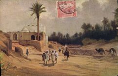 CPA Orientalisme Oasis avec foret de dattiers
