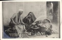 CPA Orientalisme Salon Girardet Flirt au Caire Egypte Egypt 