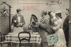 Vintage Postcard Imagination Woman the family Durand at the Restaurant