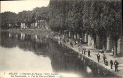 Postal Pesca Pecador Melun Ayuda pesquera del Pequeño Diario los competidores Vista del Puente del Castillete