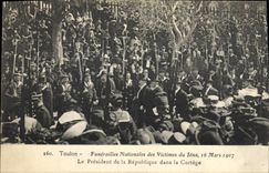 Vintage Postcard Toulon national Funeral of the victims of Iena the President of the Republic in the procession