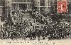 Vintage Postcard Funeral Funeral procession of his late majesty King Edward VII Windsor At St George' S chapel