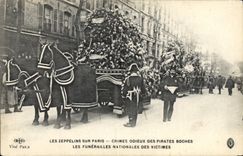 CPA Funerailles nationales des victimes Les zeppelins sur Paris 