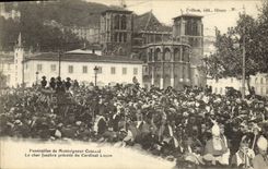 CPA Funerailles de Monseigneur Coullie Le char funebre precede du cardinal Lucon 