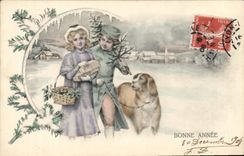 CPA Chien Chiens Chiot Enfants