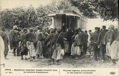 Vintage Postcard Sante Militaria Tirailleurs Algerian wound install in the buses of ambulance