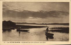 CPA Sante Crepuscule sur l'etang de Leon Publicite Juglanregine lodotanique Huile de foie de morue 
