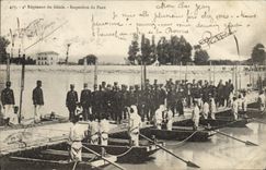 CPA Militaria 4eme regiment de Genie Inspection du pont