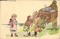 Vintage Postcard Imagination Illustrator Children Orphanage of the Armies