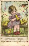 Vintage Postcard Imagination Illustrator Child Easter Chick