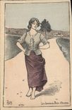 Vintage Postcard Imagination Illustrator Woman the way of Hoary Wood